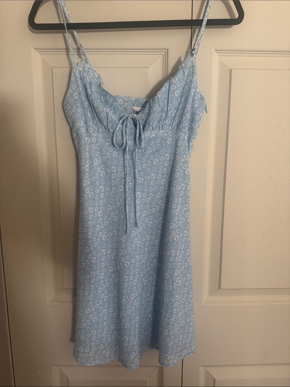 Princess Polly Light Blue Floral Tie-Front Mini Dress